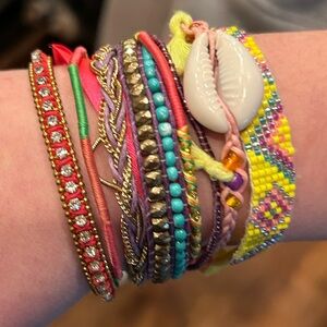 Hipanema Bracelet |Magnetic closure beaded embroidered bracelet w all kinds love